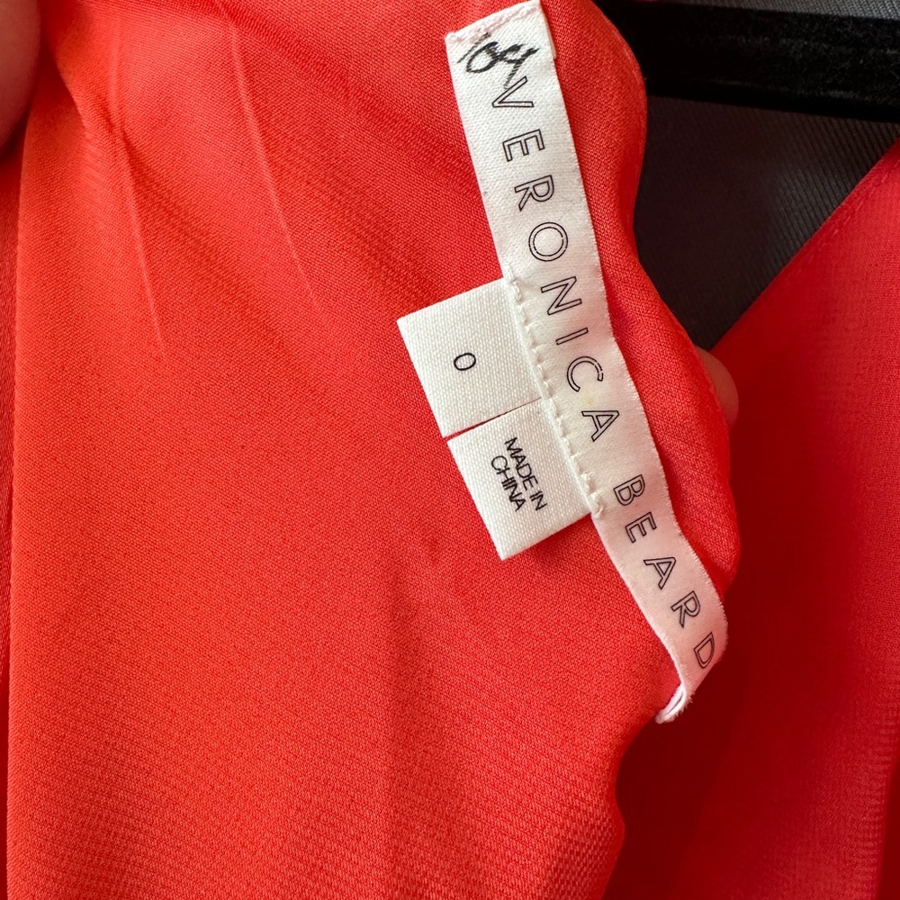 Veronica Beard silk blend, chain detail midi dress, sz 0, new, watermelon color - Picture 12 of 13